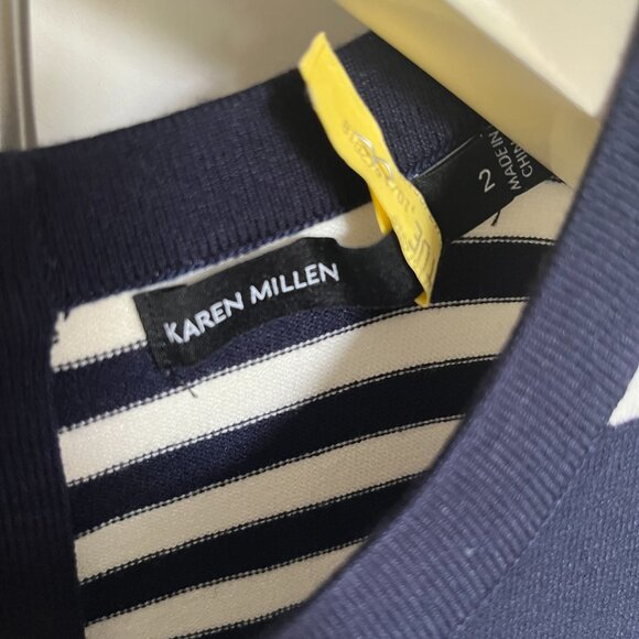 Karen Millen Knit mini-dress navy stripe size 2 - Picture 6 of 10